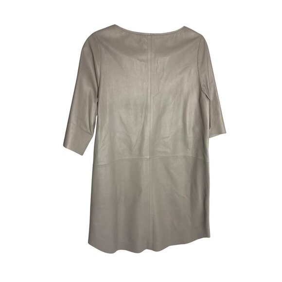 COS A-Line Neutral Short Sleeve Leather Dress-sz XS - Picture 2 of 13